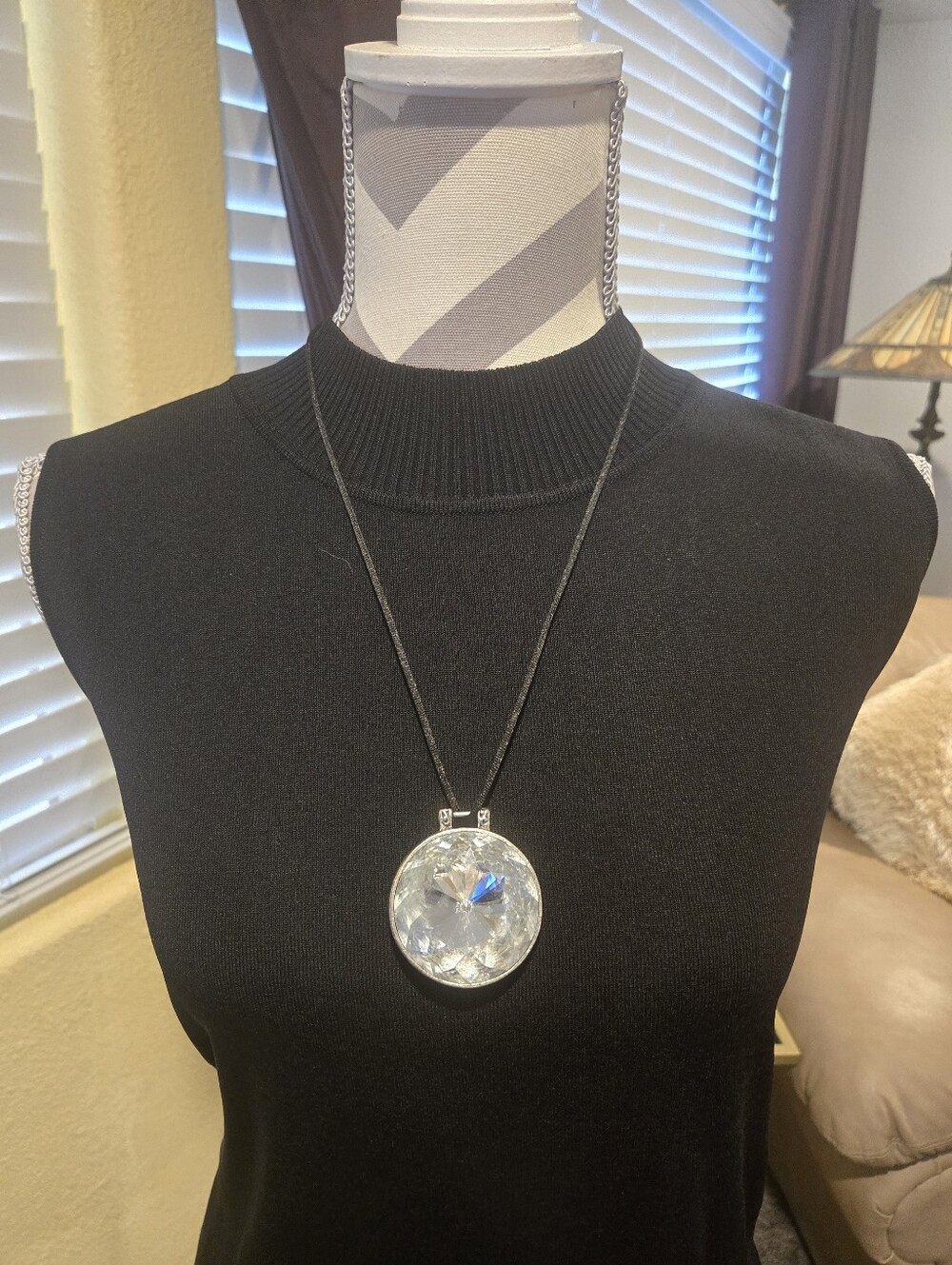Fabulous Large Crystal Drop Pendant Necklace